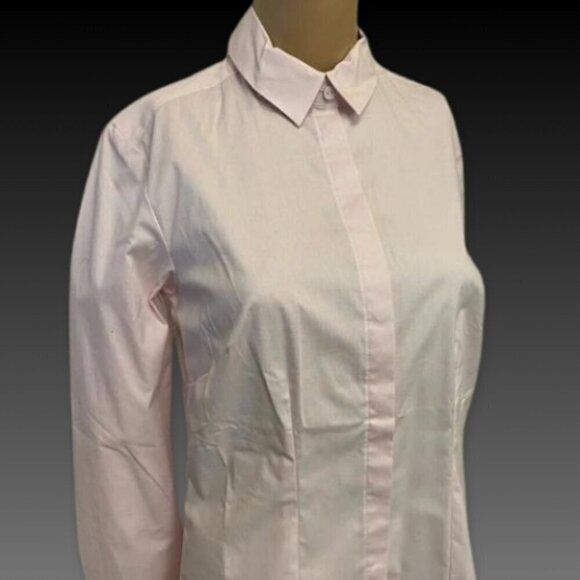 Long Tall Sally Collared Polo Hidden Buttons Closure Cotton Stretch Fabric W 4 - Picture 2 of 8